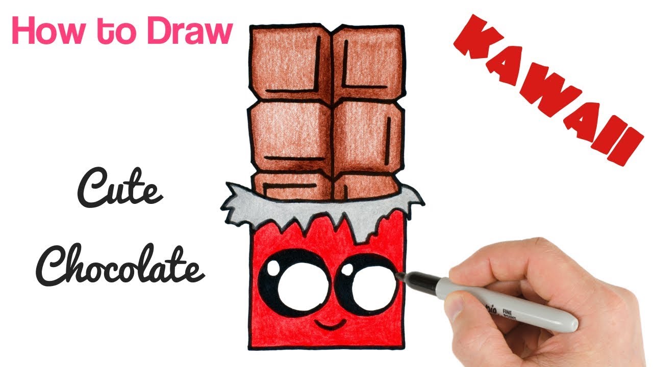 1280x720 How To Draw Cute Chocolate Bar Food Kawaii Drawings Art Tutorial - Chocolate Bar Drawing