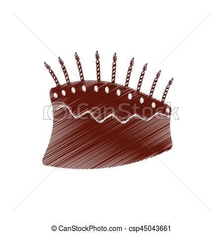 450x470 Drawing Birthday Chocolate Cake Candle Vector Illustration - Chocolate Cake Drawing
