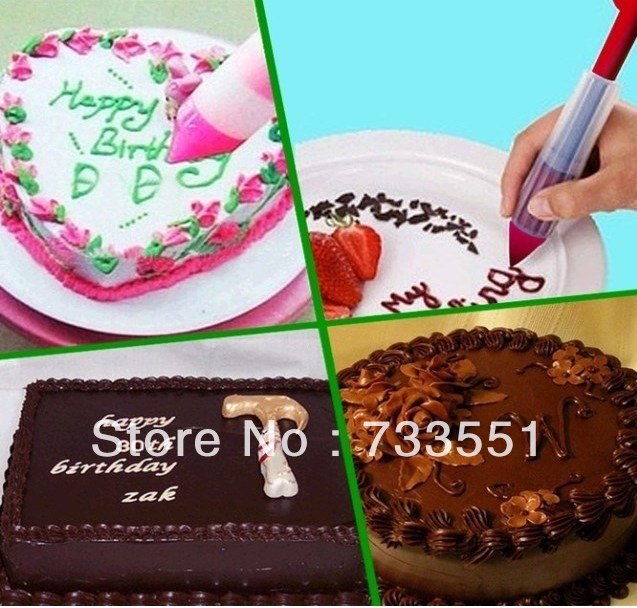 637x608 Free Shipping, Cake Drawing Write Pen Set Diy Cookie Die,chocolate - Chocolate Cake Drawing