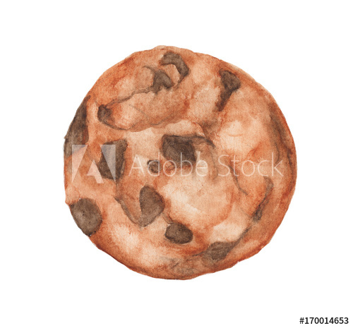 500x465 Watercolor Painting Of Chocolate Chip Cookie Isolated On White - Chocolate Chip Cookie Drawing