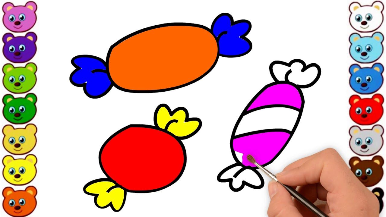 1280x720 Draw A Cartoon Candy, Chocolate Drawing For Kids,children - Chocolate Drawing