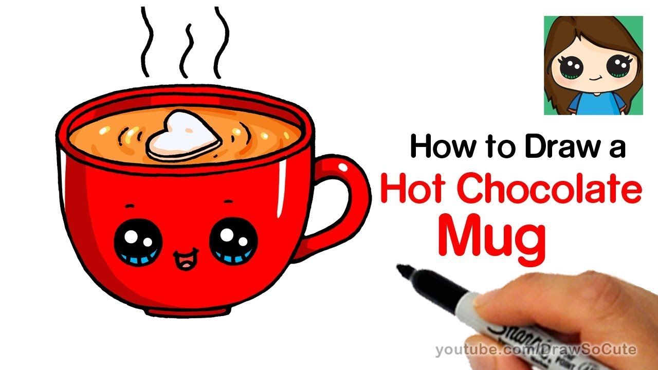 1280x720 How To Draw A Mug Of Hot Chocolate Easy Art Completed - Chocolate Drawing