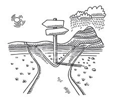 225x200 Path Direction Sign Choice Drawing Stock Vectors - Choice Drawing