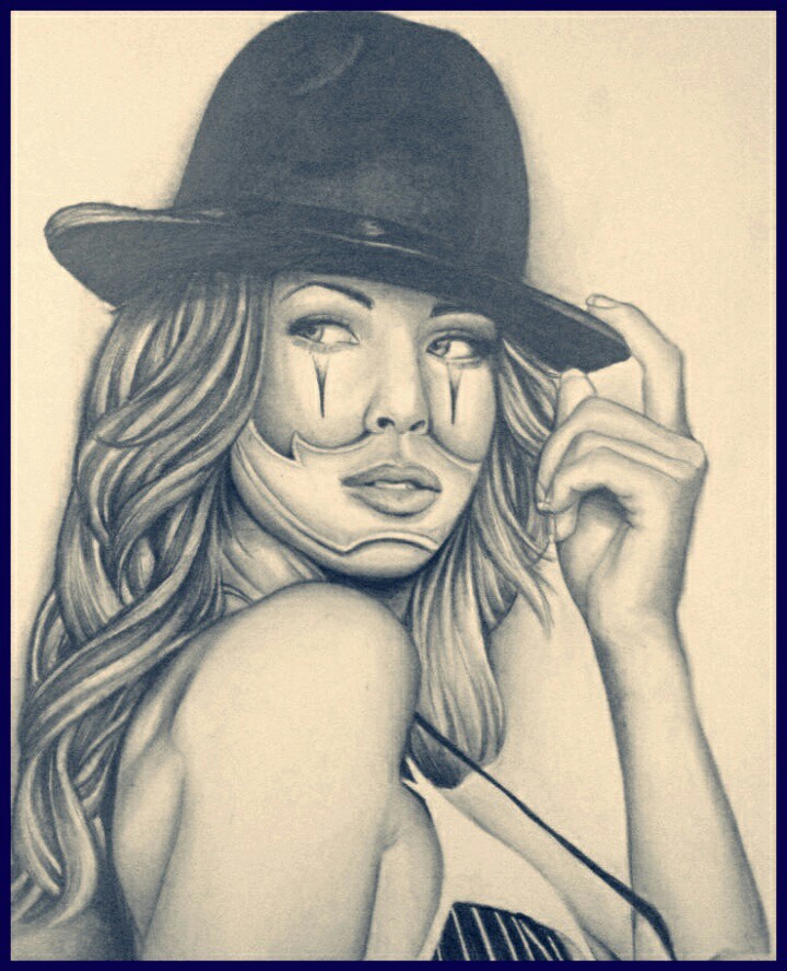 720x888 Gangsta Clown Girl Drawings - Chola Girl Drawing