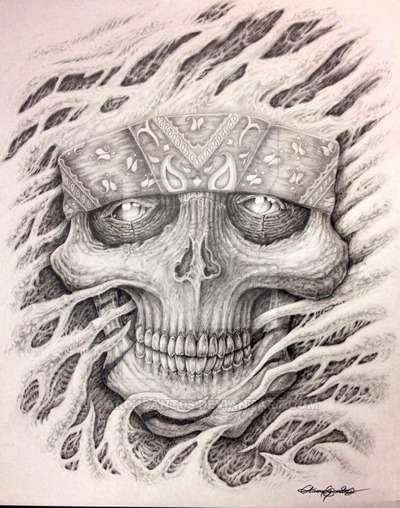 400x508 cholo skull - Cholo Drawings