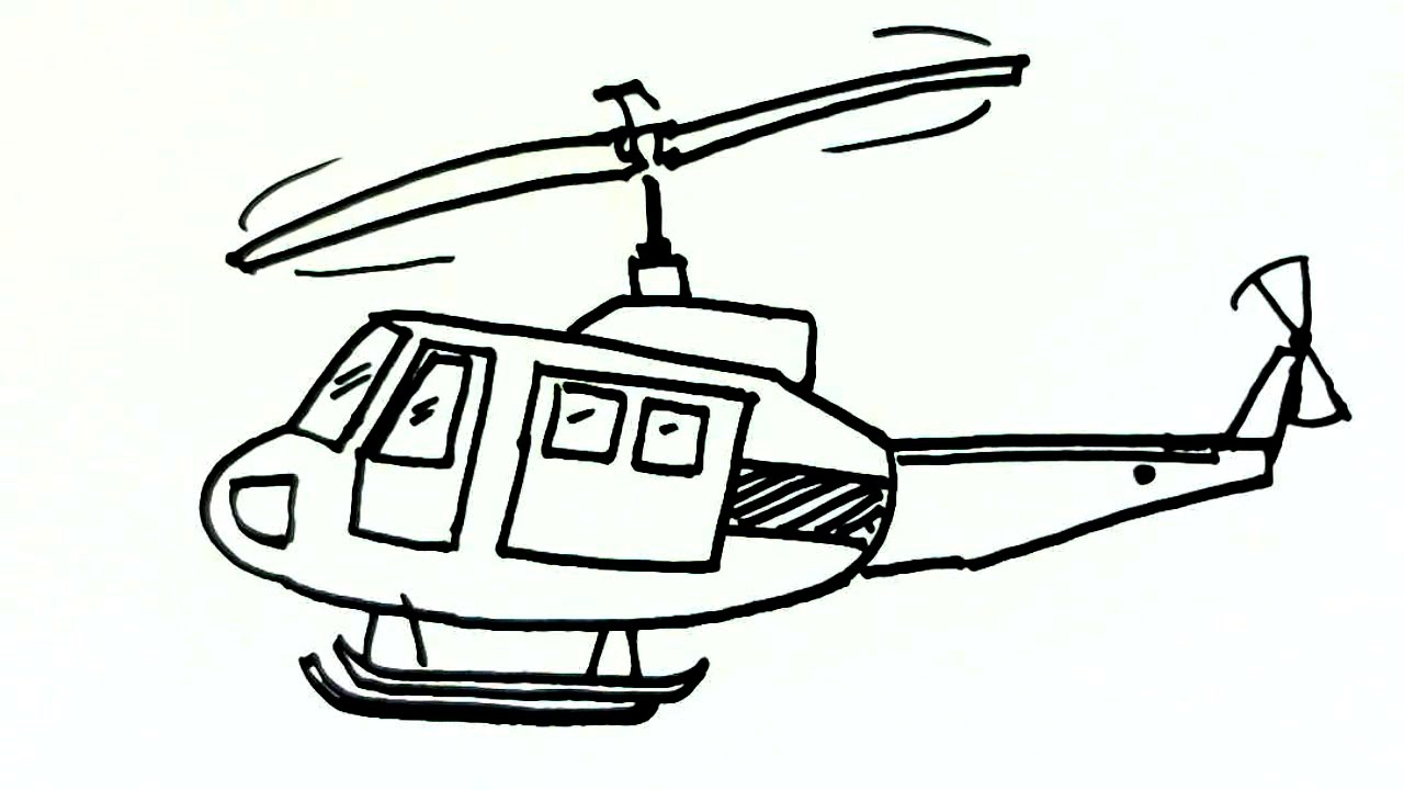 1280x720 how to draw a helicopter or chopper in easy steps for children - Chopper Drawing