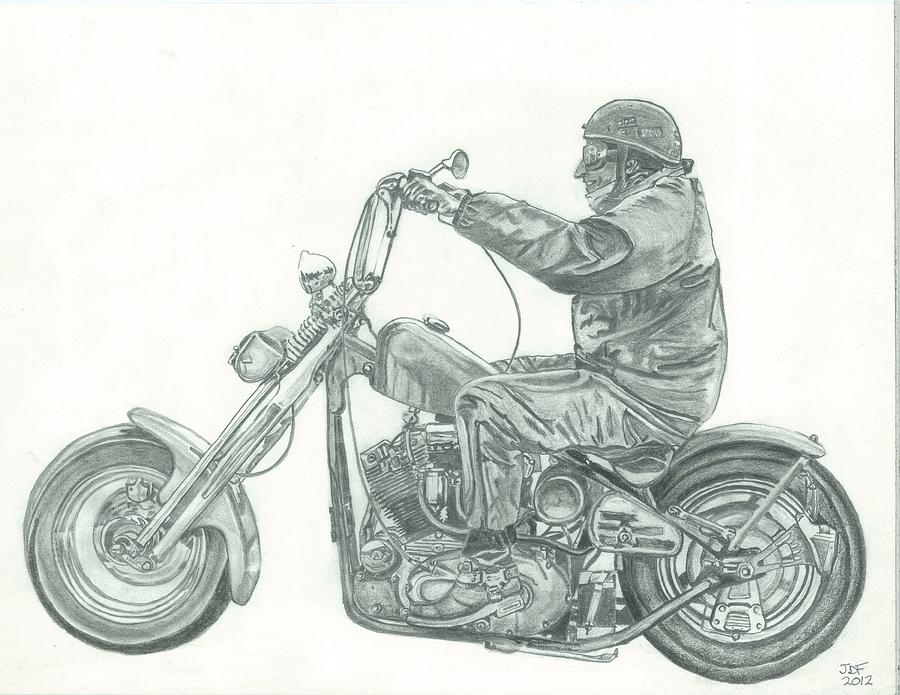 900x695 old school chopper drawing - Chopper Drawing