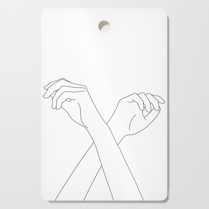 700x700 Crossed Hands Line Drawing - Chopping Board Drawing
