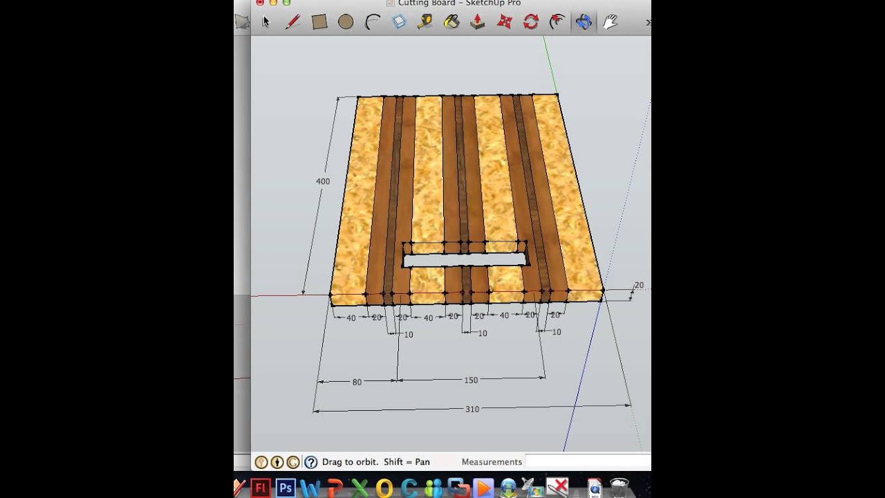1280x720 Drawing And Orthogonal Of A Cutting Board - Chopping Board Drawing