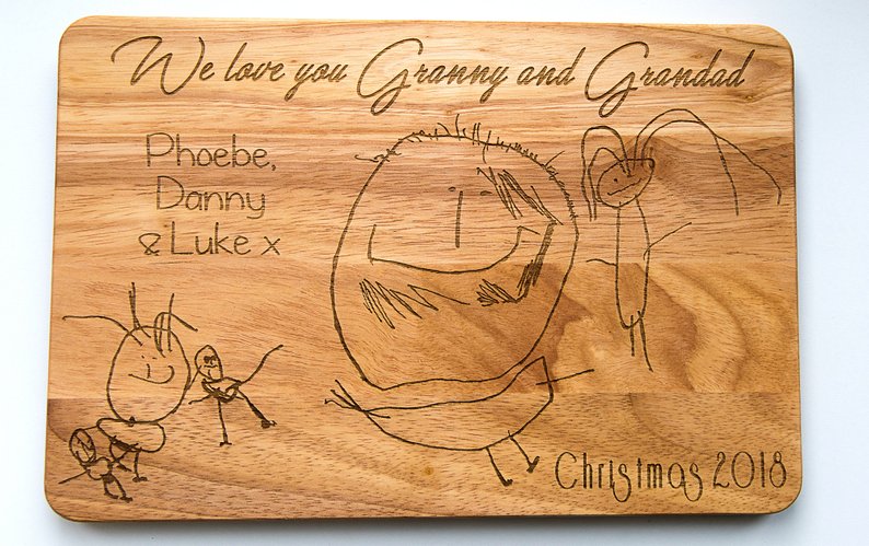 794x499 Your Child's Drawing Wooden Chopping Board Kids Drawing Etsy - Chopping Board Drawing
