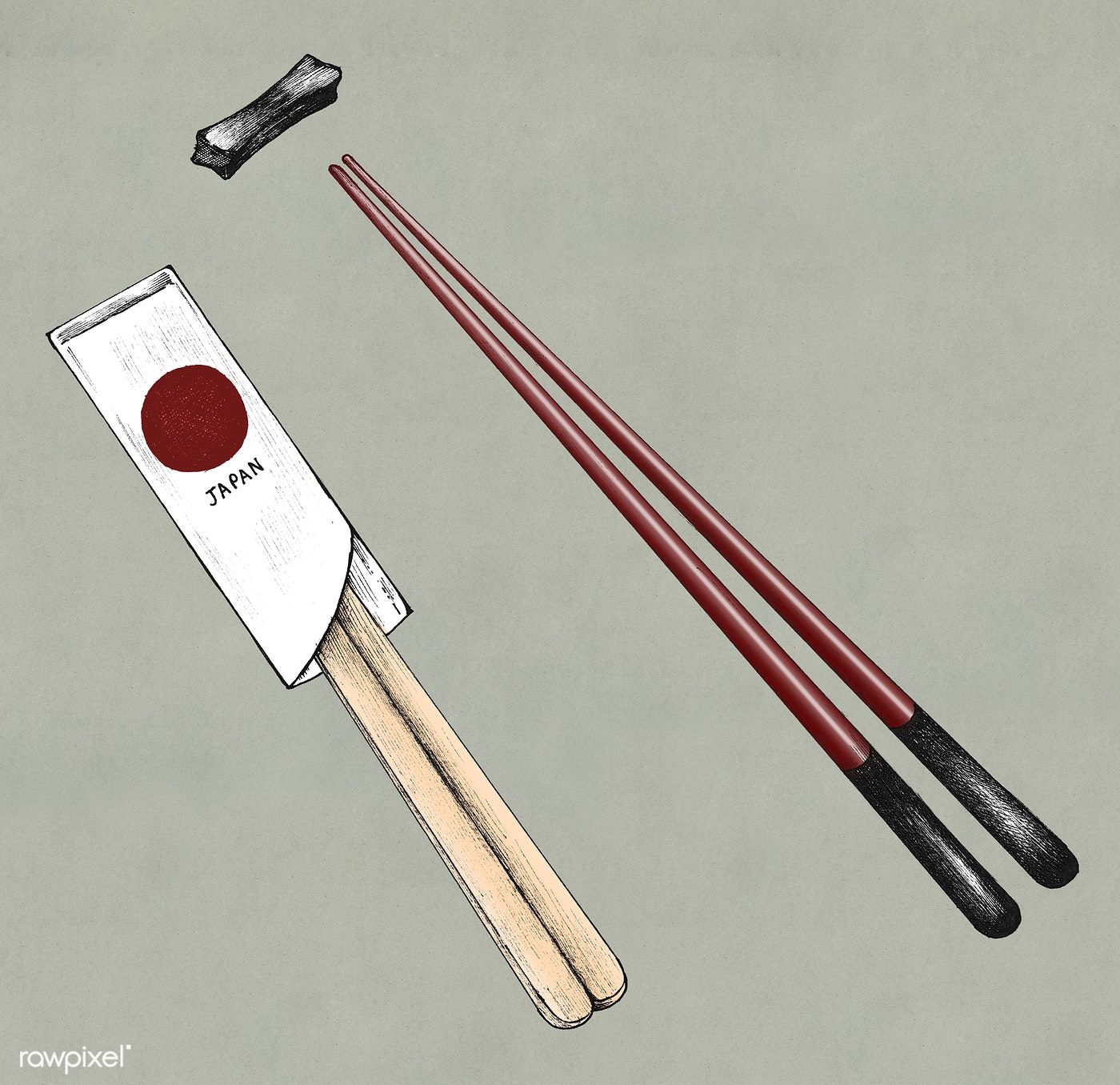 1400x1356 Hand Drawn Pairs Of Chopsticks Free Image - Chopsticks Drawing