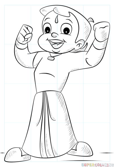 392x575 how to draw chhota bheem step - Chota Bheem Cartoon Drawing