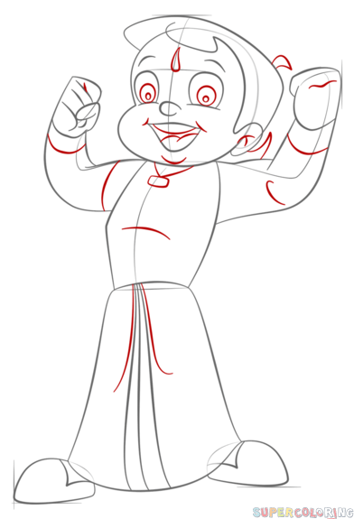 392x575 how to draw chhota bheem step - Chota Bheem Cartoon Drawing