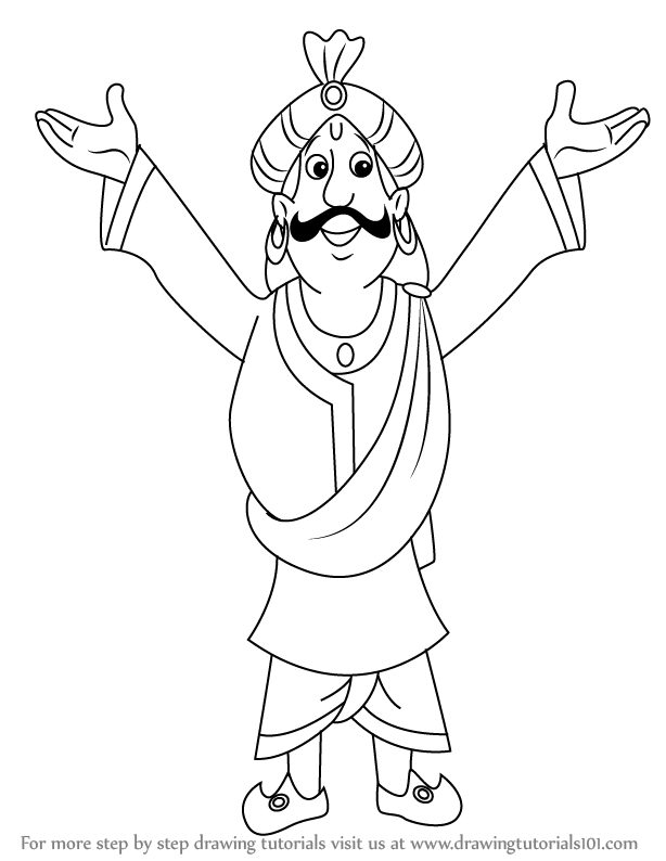 614x794 learn how to draw raja indravarma from chhota bheem - Chota Bheem Cartoon Drawing