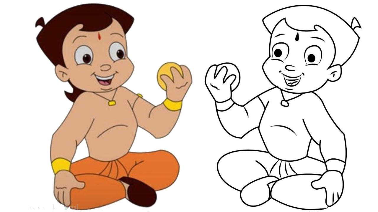 1280x720 how to draw chota bheem learning colors cartoon and coloring - Chota Bheem Cartoon Drawing