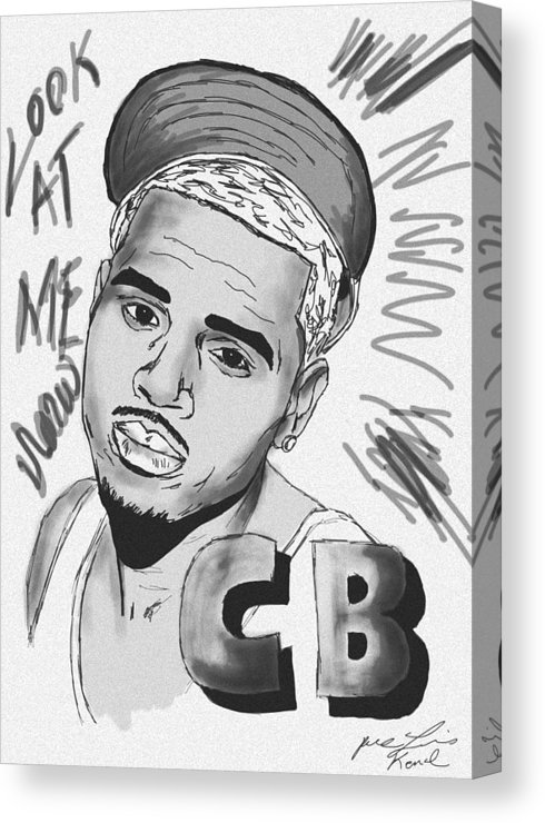 490x740 Chris Brown Cb Drawing Canvas Print Canvas Art - Chris Brown Cartoon Drawing