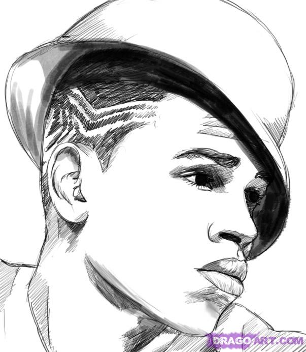 603x692 How To Draw Chris Brown, Step - Chris Brown Drawings