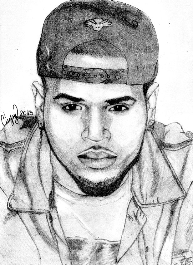 617x849 Chris Brown Caricature's Portrait's Drawings, Art - Chris Brown Drawings