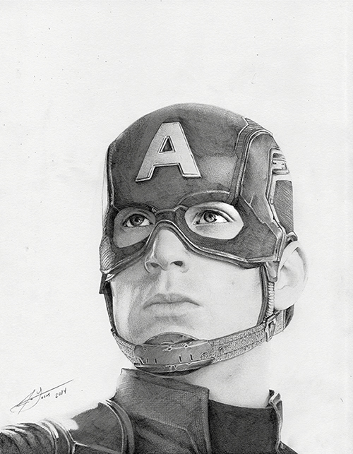 500x643 Chris Evans Portrait As Captain America - Chris Evans Drawing
