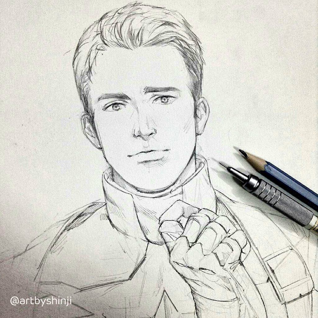 1024x1024 Hbd Chris Evans Art - Chris Evans Drawing