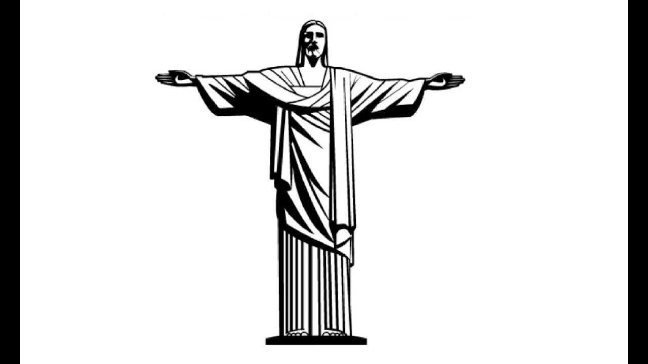 1280x720 how to draw a statue of christ kak narisovat statuiu khrista - Christ Drawing