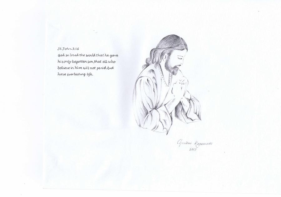 900x631 praying jesus christ drawing - Christ Drawing