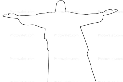 418x279 christ the redeemer outline, statue, landmark, jesus christ, line - Christ The Redeemer Drawing
