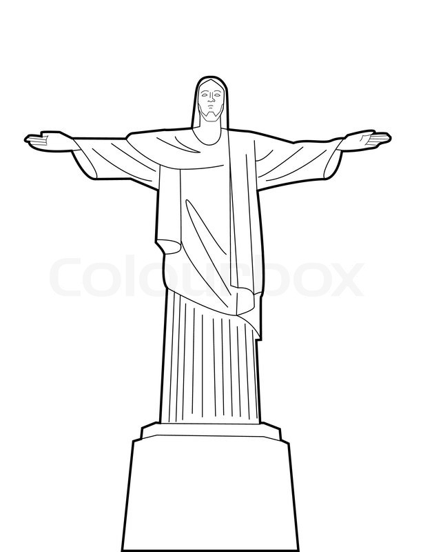 614x800 christ the reedemer statue rio de stock vector colourbox - Christ The Redeemer Drawing