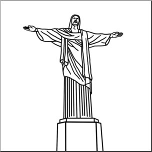 304x304 clip art statue of christ the redeemer bampw i abcteach - Christ The Redeemer Drawing