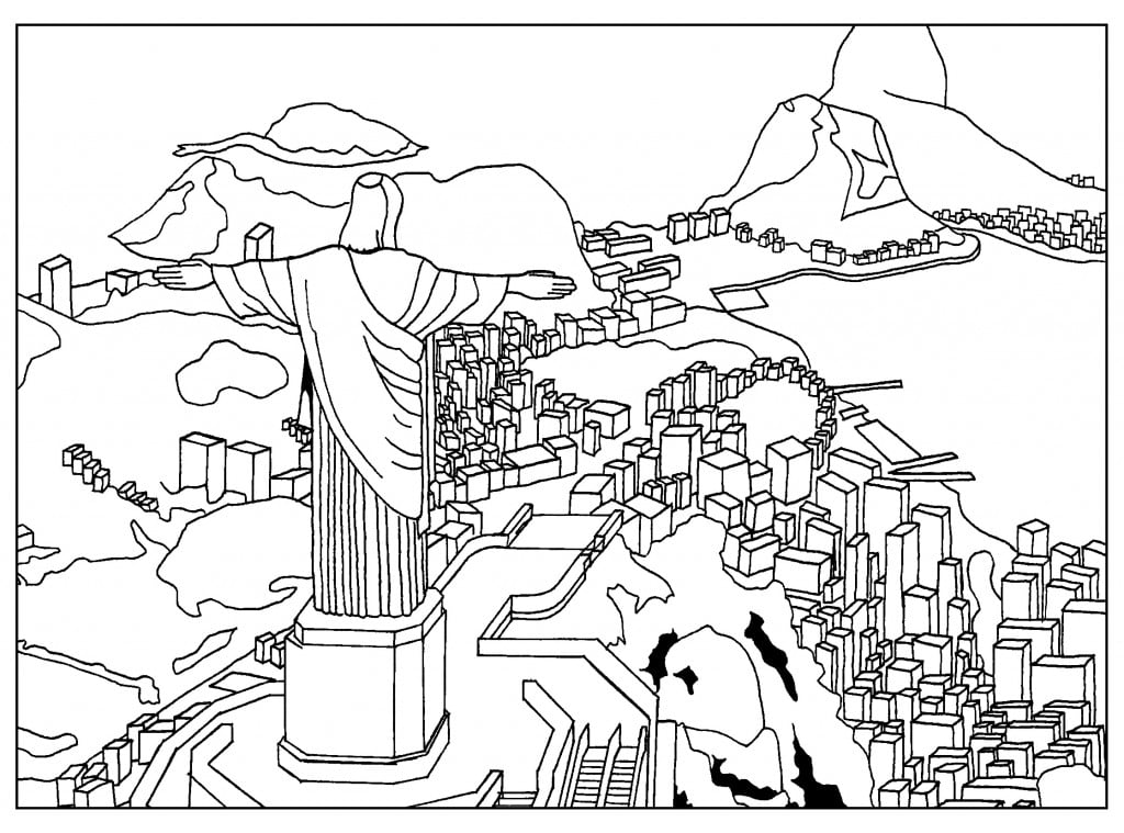 1024x759 get the colouring - Christ The Redeemer Drawing