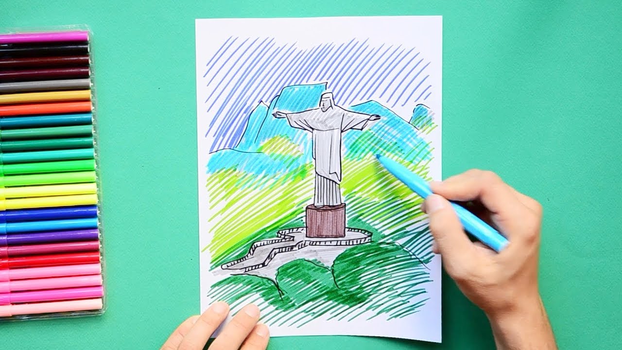 1280x720 how to draw christ redeemer, rio de janeiro, brazil - Christ The Redeemer Drawing