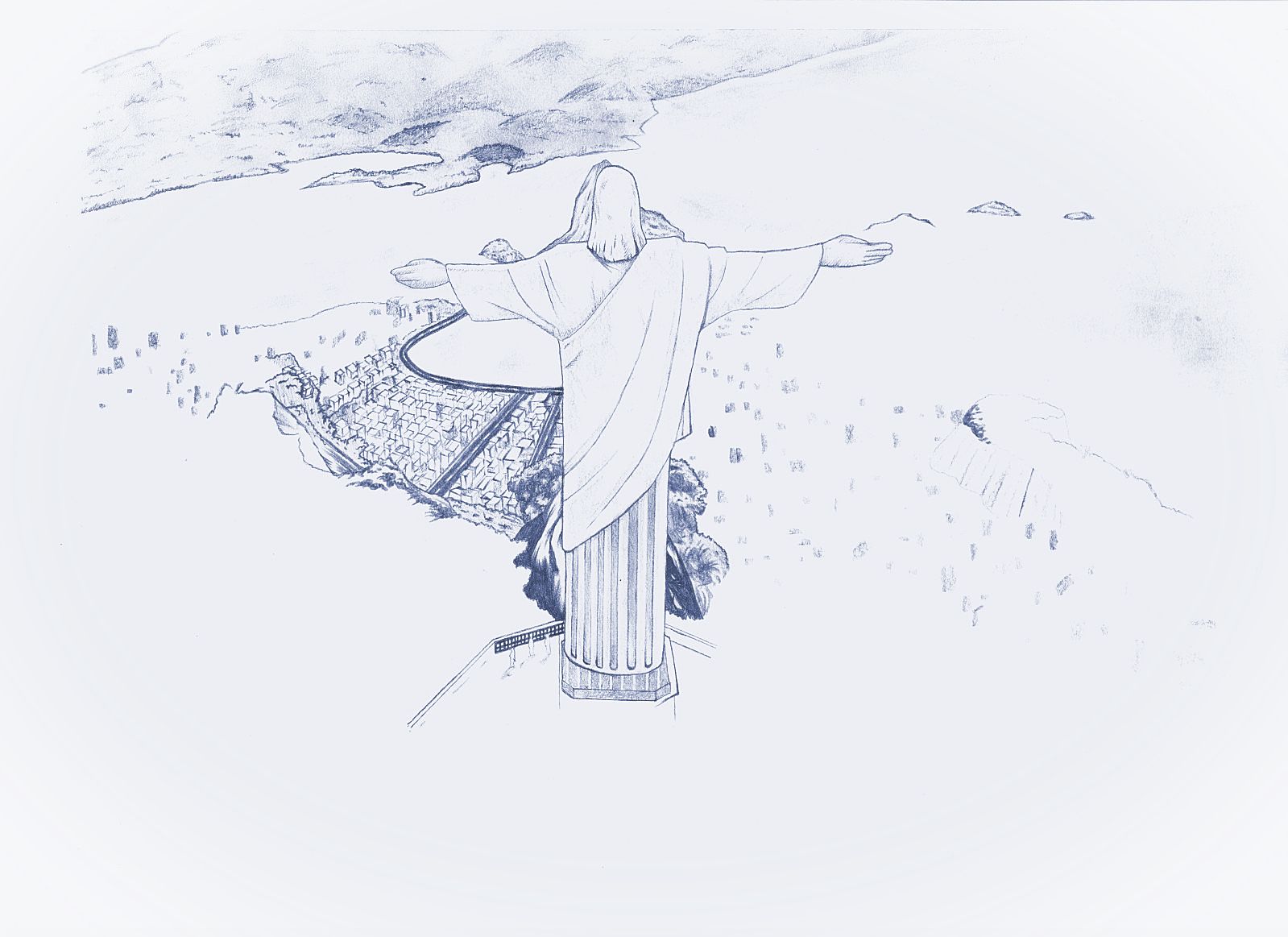 1599x1163 pencil drawing of christ the redeemer - Christ The Redeemer Drawing