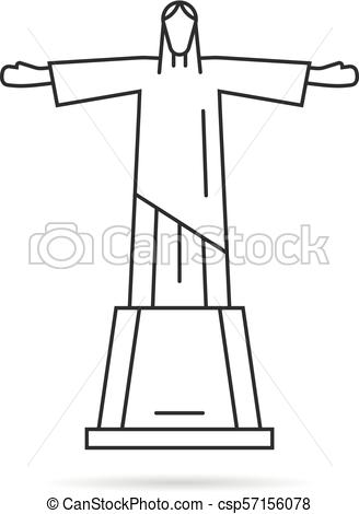 328x470 simple thin line statue of christ the redeemer logo kiev, ukraine - Christ The Redeemer Drawing