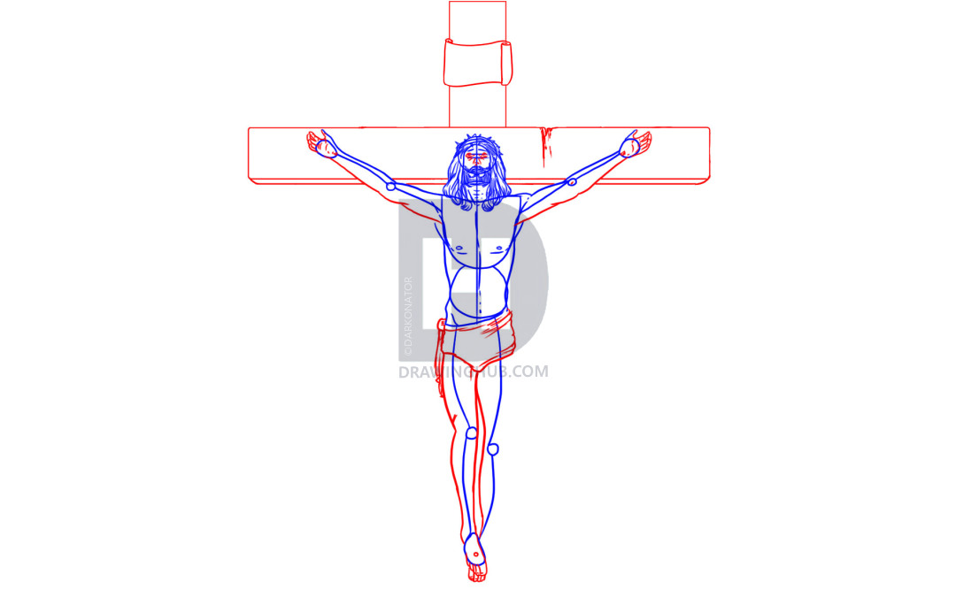 1080x675 How To Draw Jesus On The Cross, Step - Christian Cross Drawing