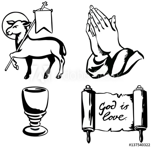 500x488 Set Vector Icons Of Christian Religion Sign And Symbol Drawings - Christian Drawings