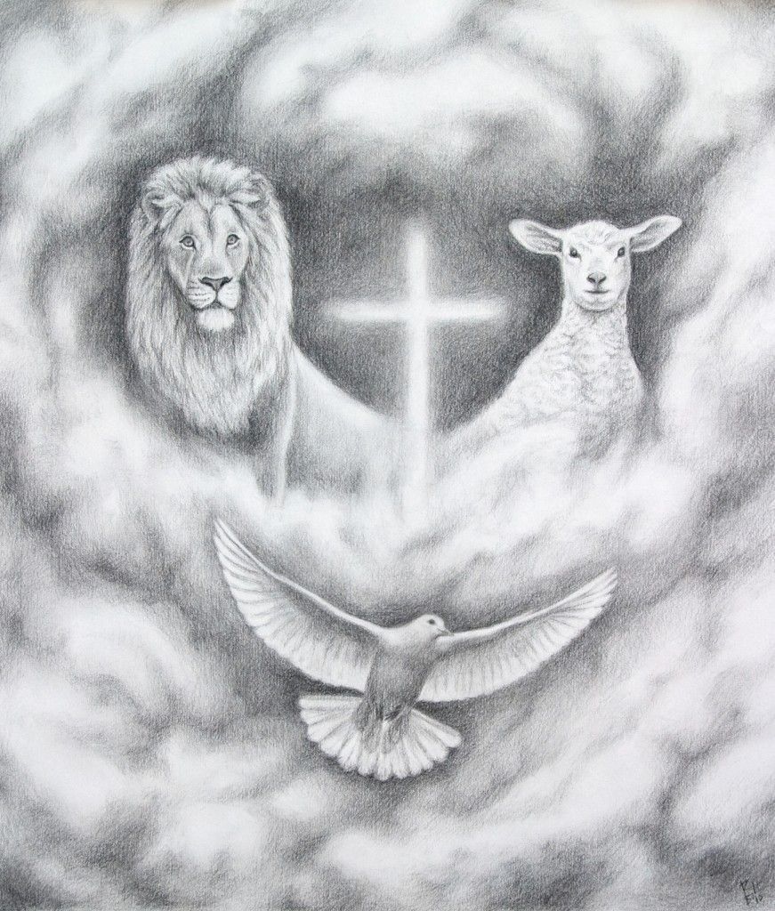 871x1024 Jesus Christ On The Cross Drawings The Lion And The Lamb - Christian Drawings