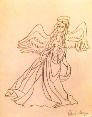 313x400 Christmas Angel - Christmas Angel Drawing