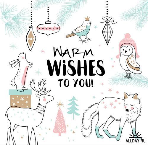 500x491 Card Christmas Animals Drawings - Christmas Animals Drawings