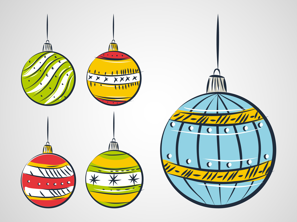 1024x765 Christmas Balls Drawing Vector Art Graphics - Christmas Ball Drawing