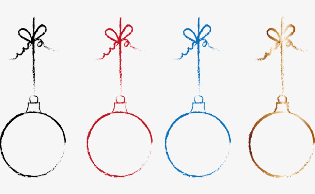 650x400 Freehand Line Drawing Colored Christmas Balls, Line Clipart - Christmas Ball Drawing