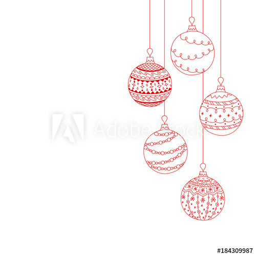 500x500 vector christmas invitation card from five christmas ball toys - Christmas Ball Drawing
