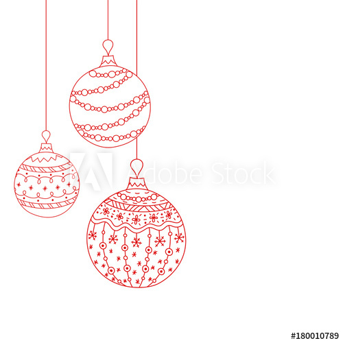 500x500 vector christmas invitation card from three red christmas ball - Christmas Ball Drawing