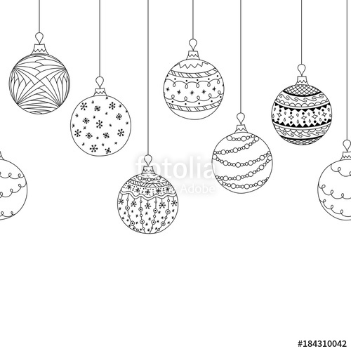 500x500 Vector Seamless Decorative Border From Hand Drawing Christmas Tree - Christmas Ball Drawing