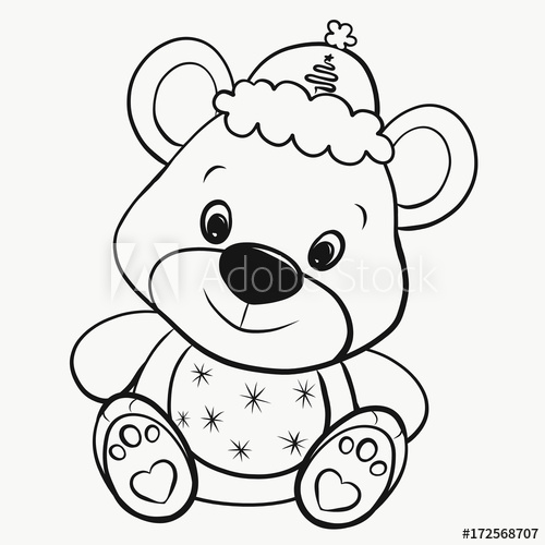 500x500 Coloring, Cute Christmas Bear - Christmas Bear Drawing