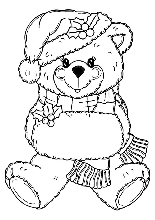531x750 Coloring - Christmas Bear Drawing