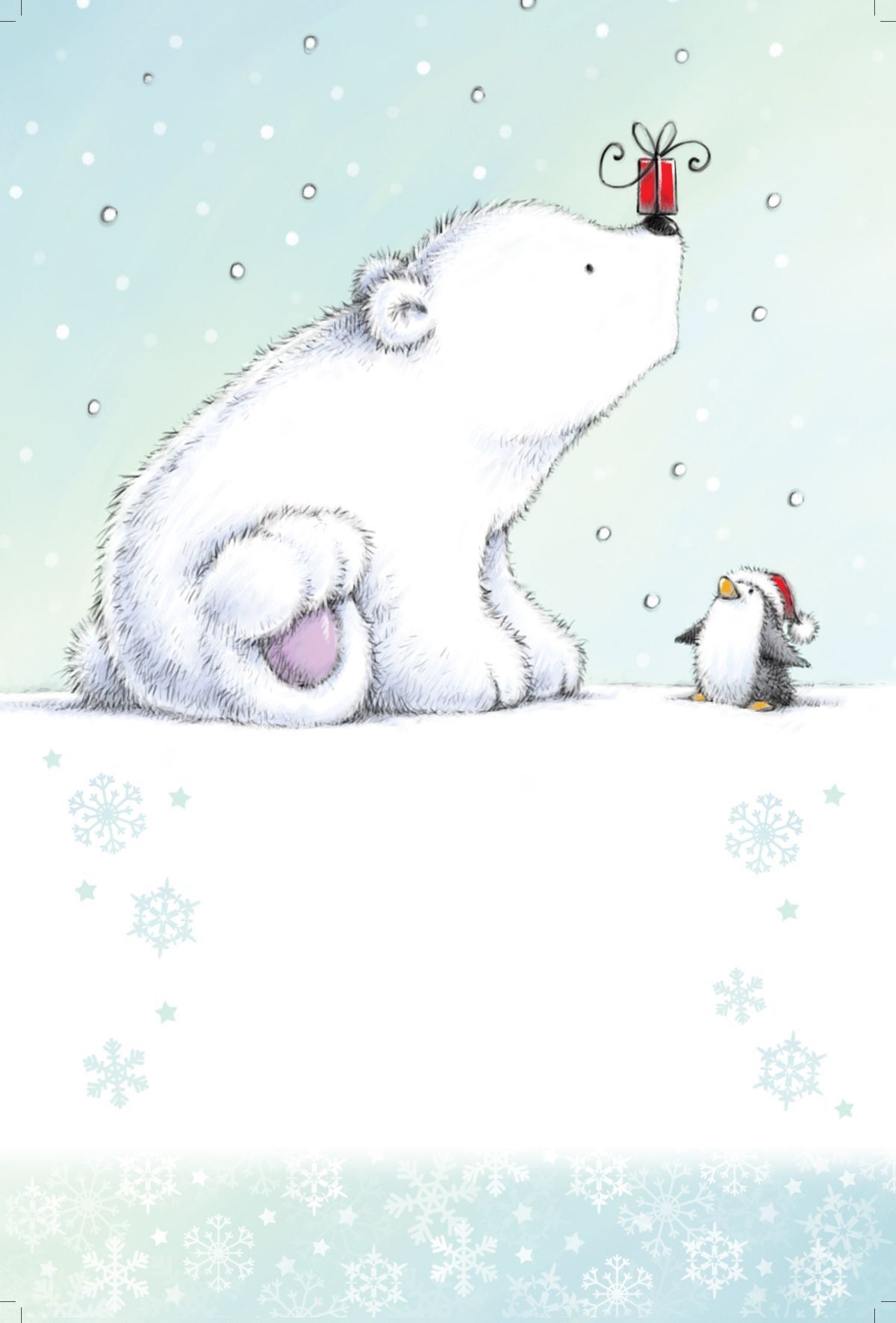 1200x1771 Polar Bear And Penguin Penguins In Christmas Drawing - Christmas Bear Drawing