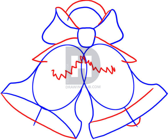 588x489 how to draw christmas bells, step - Christmas Bell Drawing