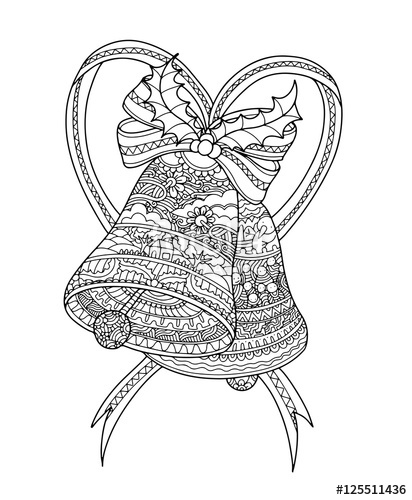 412x500 bell zentangle - Christmas Bell Drawing