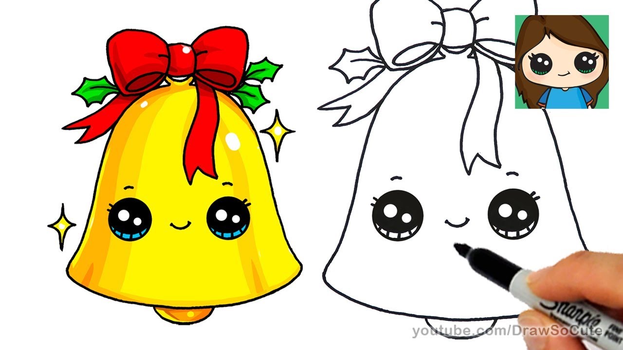1280x720 how to draw a christmas bell easy and cute - Christmas Bell Drawing