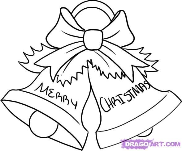 588x489 paintings christmas drawing, christmas - Christmas Bell Drawing